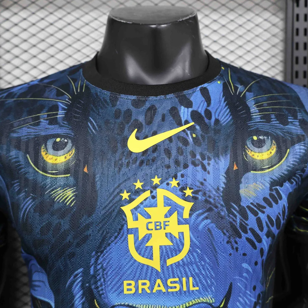 Brazil Nation 24/25 Panther Eyes Player Special Edition Blue Football Jersey - 图片 4