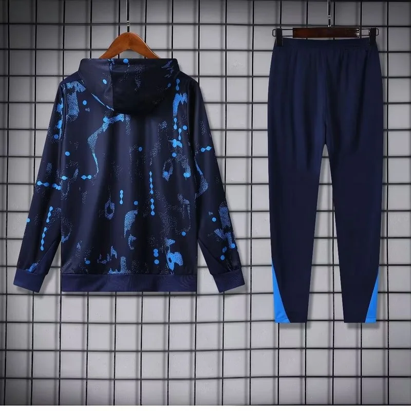 Nike Chelsea 2024-25 Black&Blue Hooded Training Tracksuit Kits - 图片 3