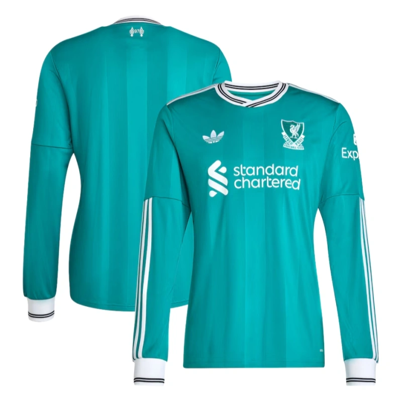 Liverpool Long Sleeve Third away green football jersey 2025-26 Fan version - 图片 4