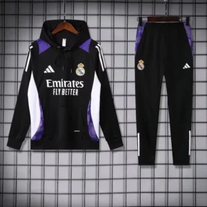 Adidas Real Madrid 2024-25 Hooded Black Training Tracksuit Kits