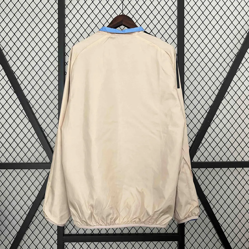 Real Madrid Blue&Beige Trench Coat Reversible Windbreaker Jacket 2024 - 图片 6