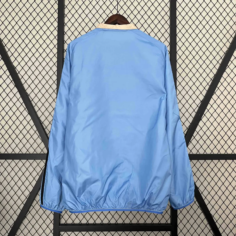 Real Madrid Blue&Beige Trench Coat Reversible Windbreaker Jacket 2024 - 图片 3