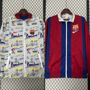23-24 Barcelona Reversible Windbreaker Red&White Double-Sides Jacket Best Jerseys