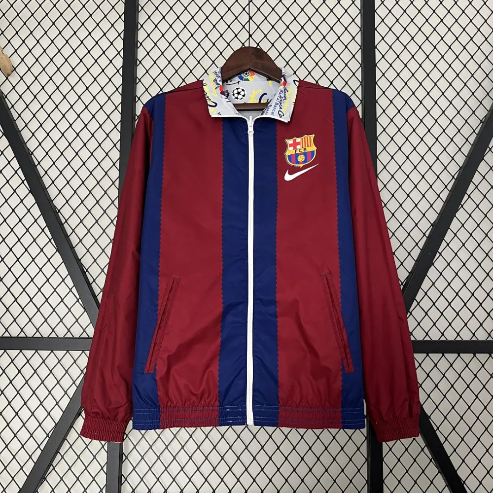 23-24 Barcelona Reversible Windbreaker Red&White Double-Sides Jacket Best Jerseys - 图片 8