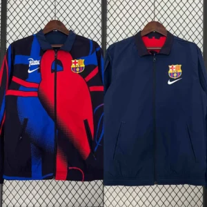 23-24 Barcelona Reversible Windbreaker Red&Navy Special Edition Style Double-Sides Jacket