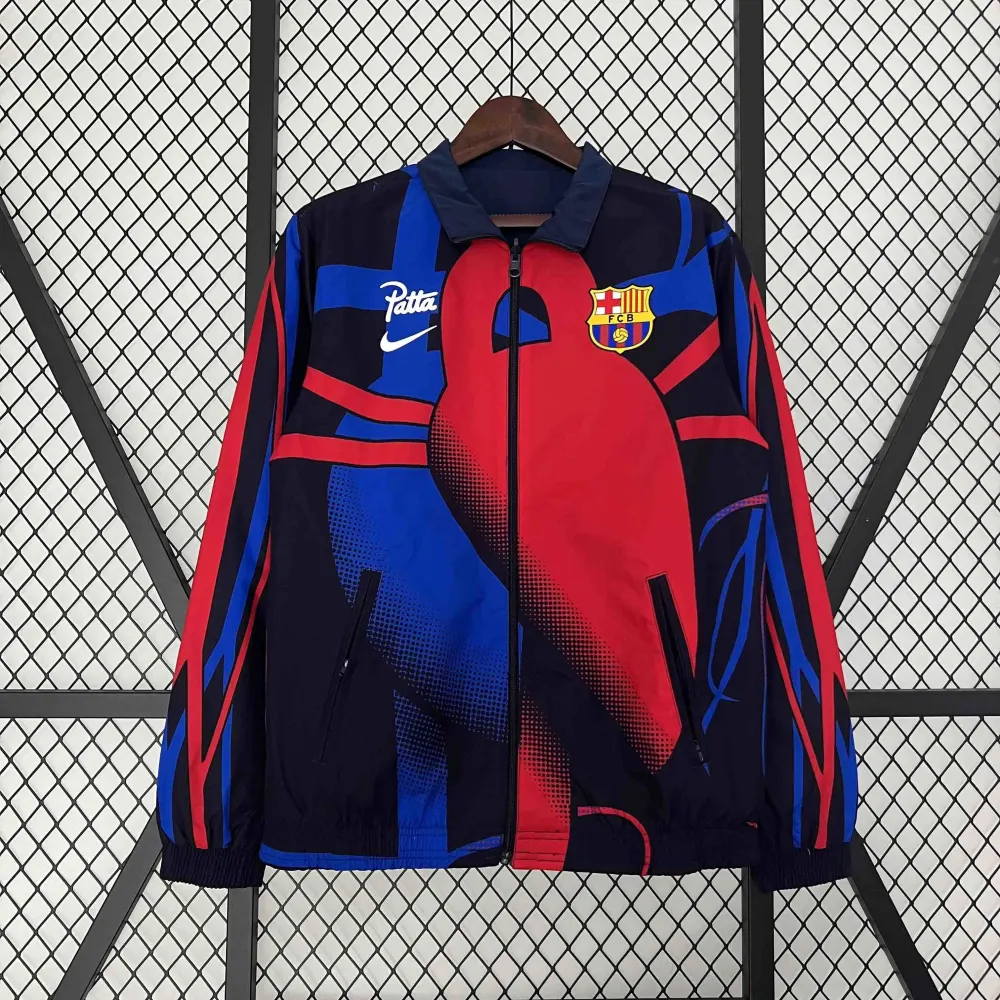 23-24 Barcelona Reversible Windbreaker Red&Navy Special Edition Style Double-Sides Jacket - 图片 6