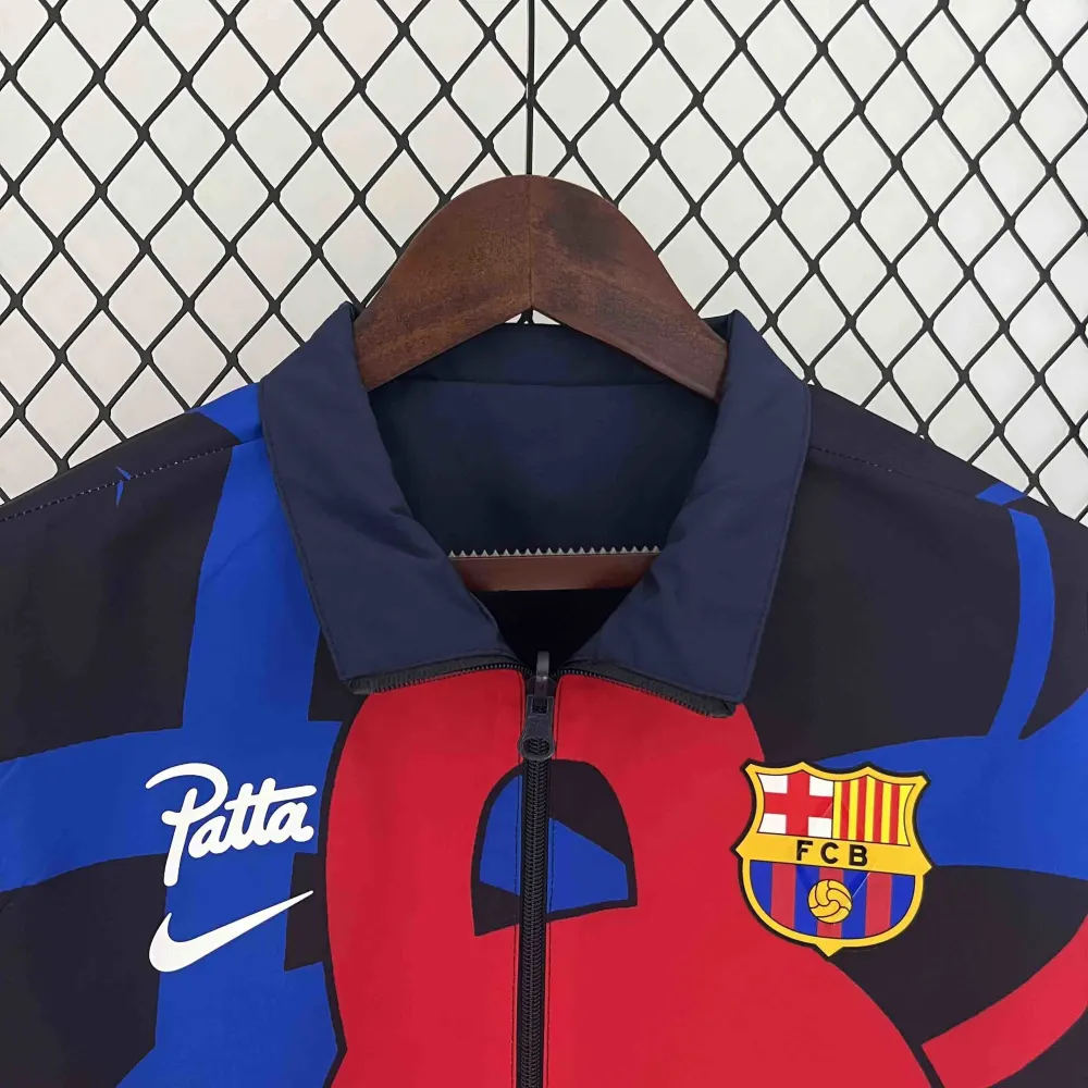 23-24 Barcelona Reversible Windbreaker Red&Navy Special Edition Style Double-Sides Jacket - 图片 5