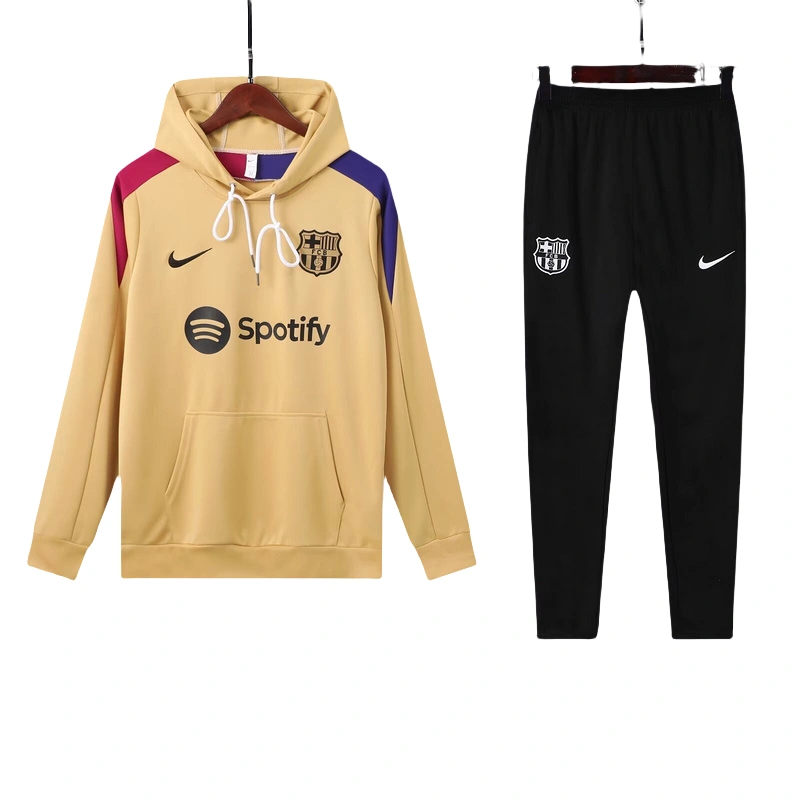 Nike Barcelona 2024-25 Hooded Yellow Training Tracksuit Kits - 图片 3